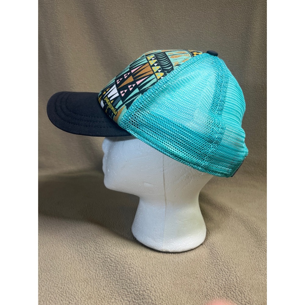 Patagonia Duckbill Trucker Hat Teal Geometric Tribal Mesh Snapback Cap ALL - Picture 5 of 11
